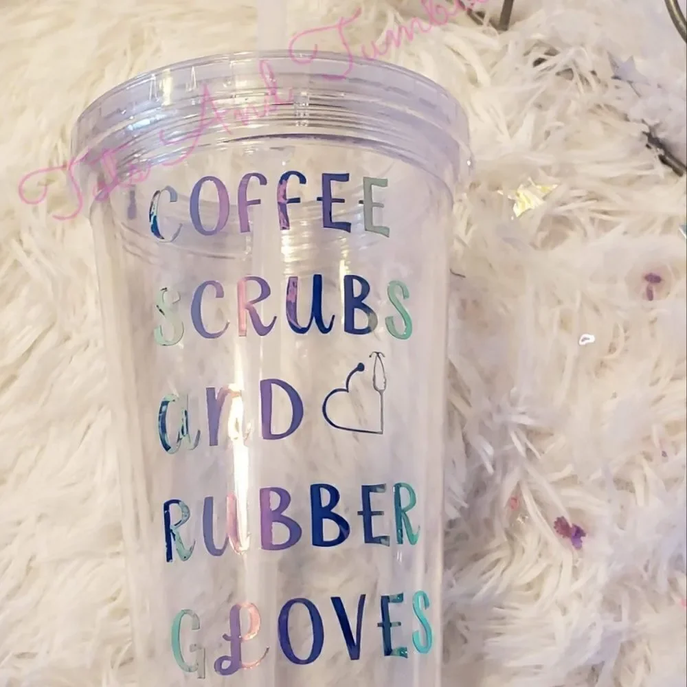 Nurse- Coffee, Scrub, And Rubber Glove